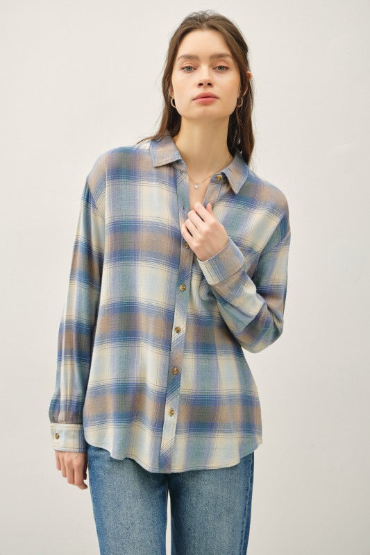 Blue Haze Plaid Button Down