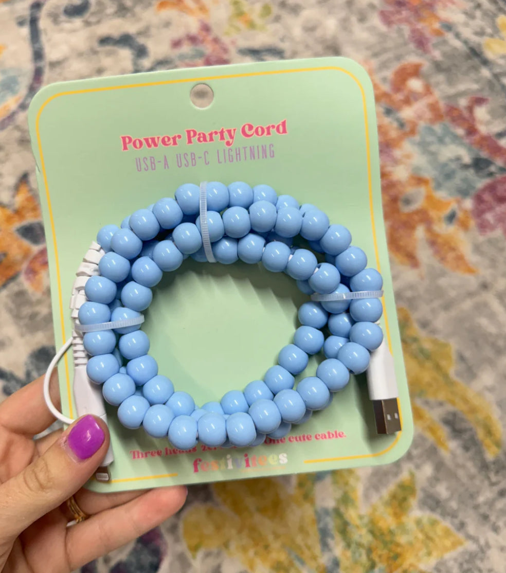 Sky Blue Beaded Charger – 3-in-1 USB/USB-C/Lightning