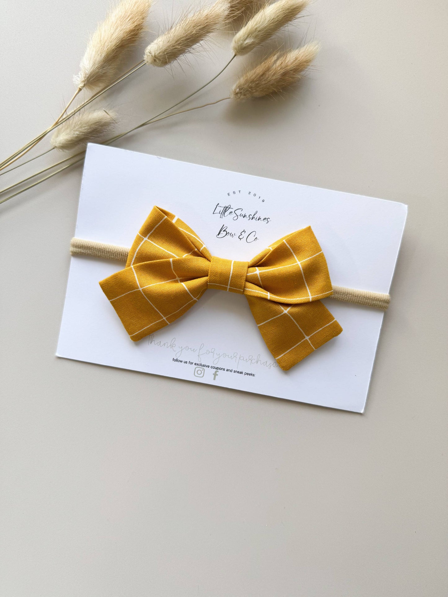 Mustard Plaid Pinwheel Hair Bow: Pigtail Set