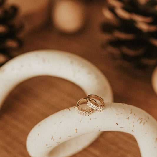 Ivy Diamond Hoops: Gold