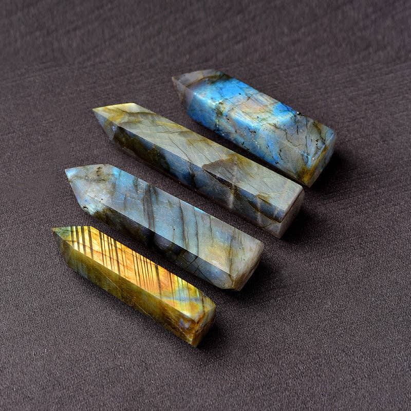 Natural Labradorite Crystal Obelisk Tower Point: 7-8cm