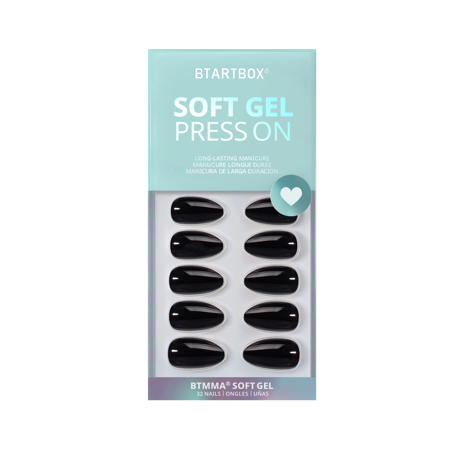 Black Solid Press on Nails Set - BTArtbox Short Almond Nails