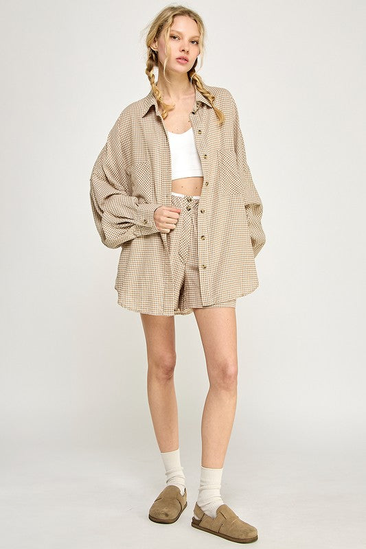 Brown Gingham Shorts