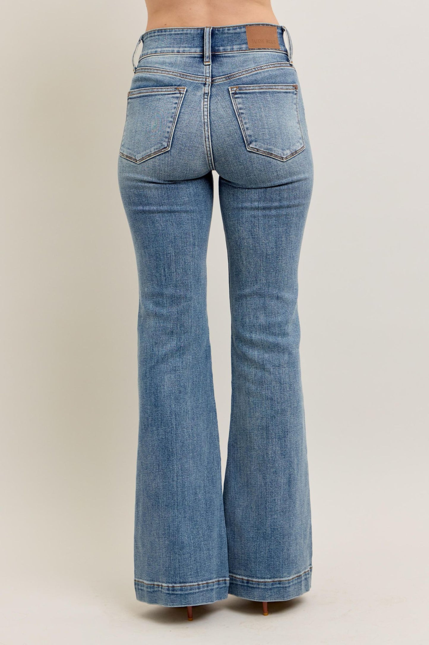 Judy Blue HW Front Seam Trouser Flare Jeans