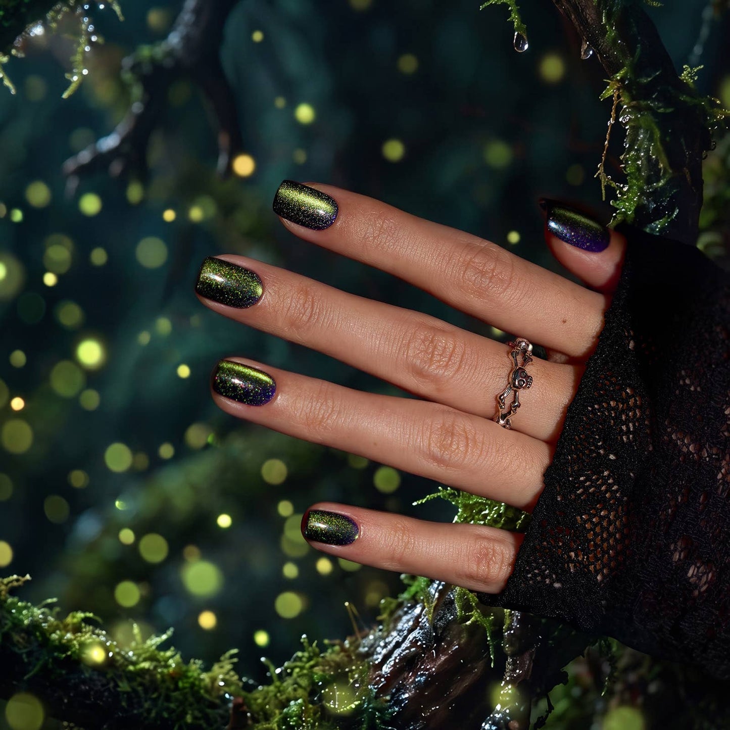 Gothic 3D Cat Eye Nails: Firefly Magic
