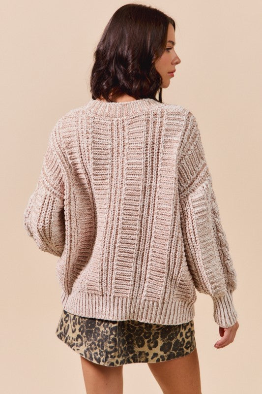 Oatmeal Cozy Cable Knit Button Cardigan