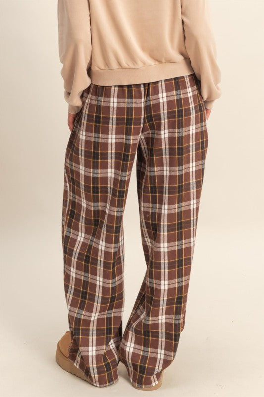 Cozy Plaid Wide-Leg Flannel Pants