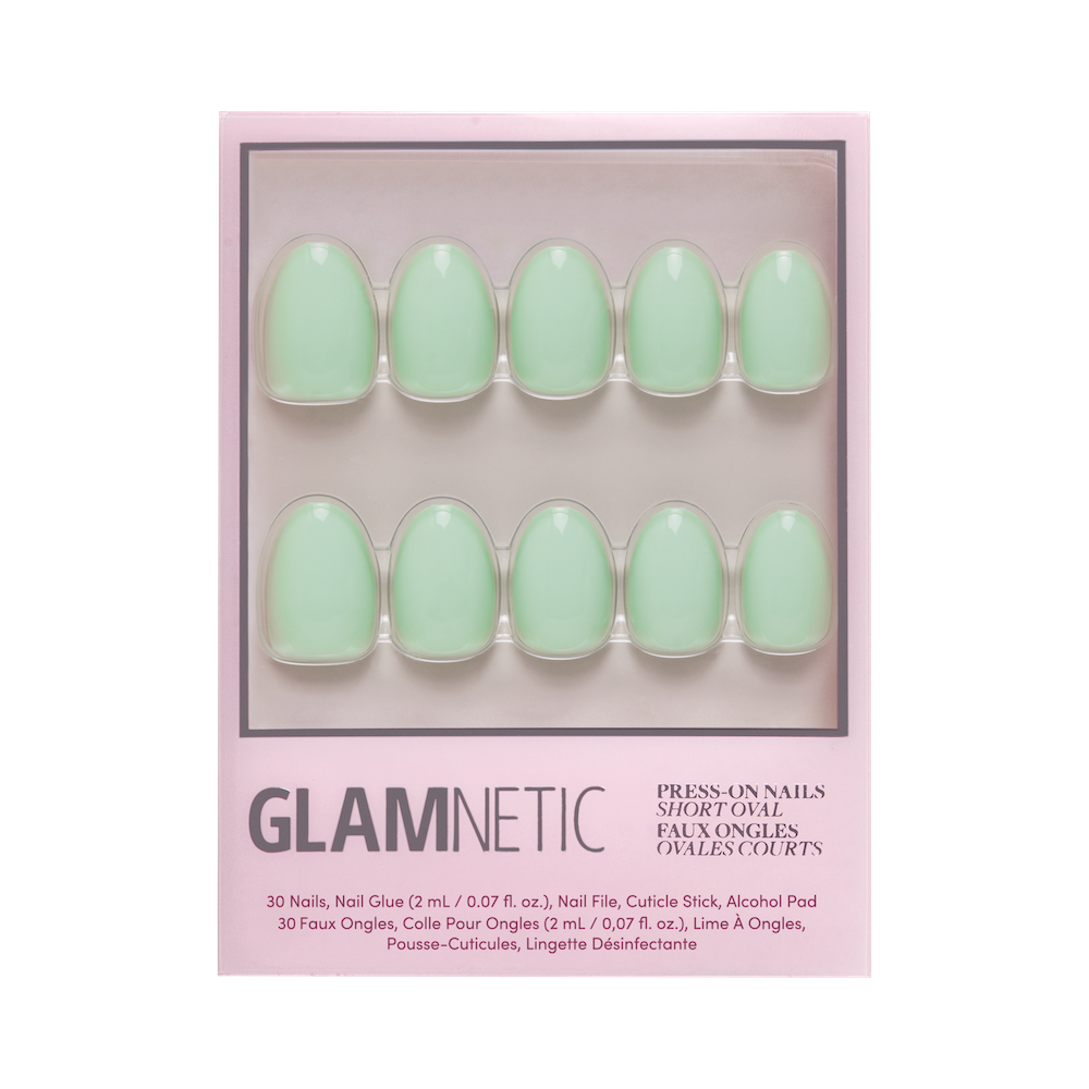 Mint Green Press-On Nails| Solid Short Oval | UV Finish