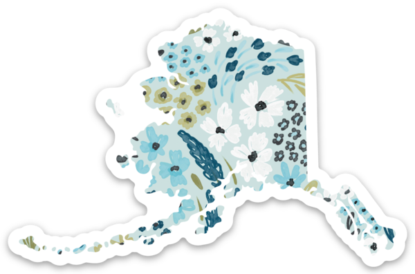 Alaska State Floral Sticker 3.5x2.25in: Waterfall Floral