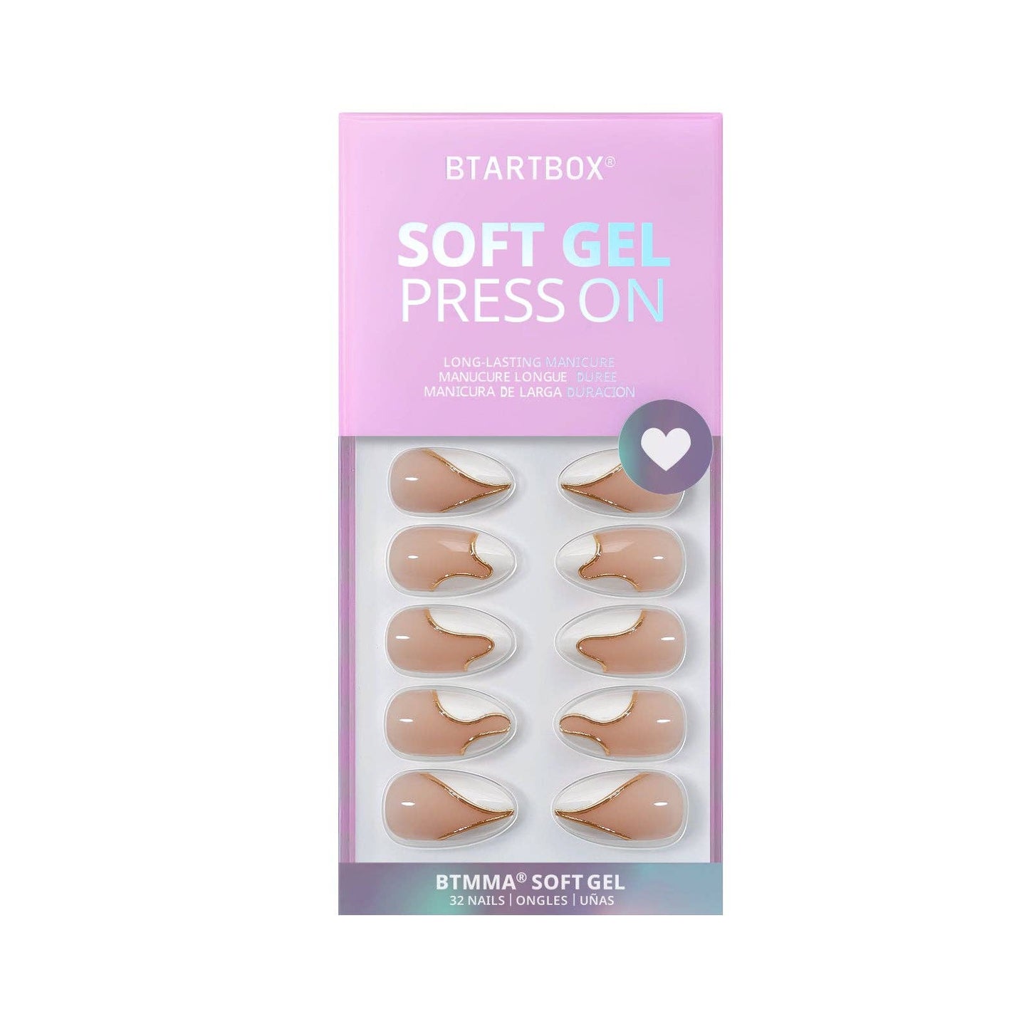 Gloden French Press On Nails - Almond Stick On Nails