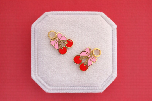 Bow Cherry Huggie Charms