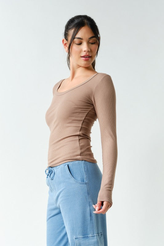 Mocha Moment Ribbed Top