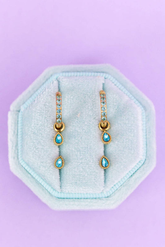 Teardrop Gemstone Huggie Charms