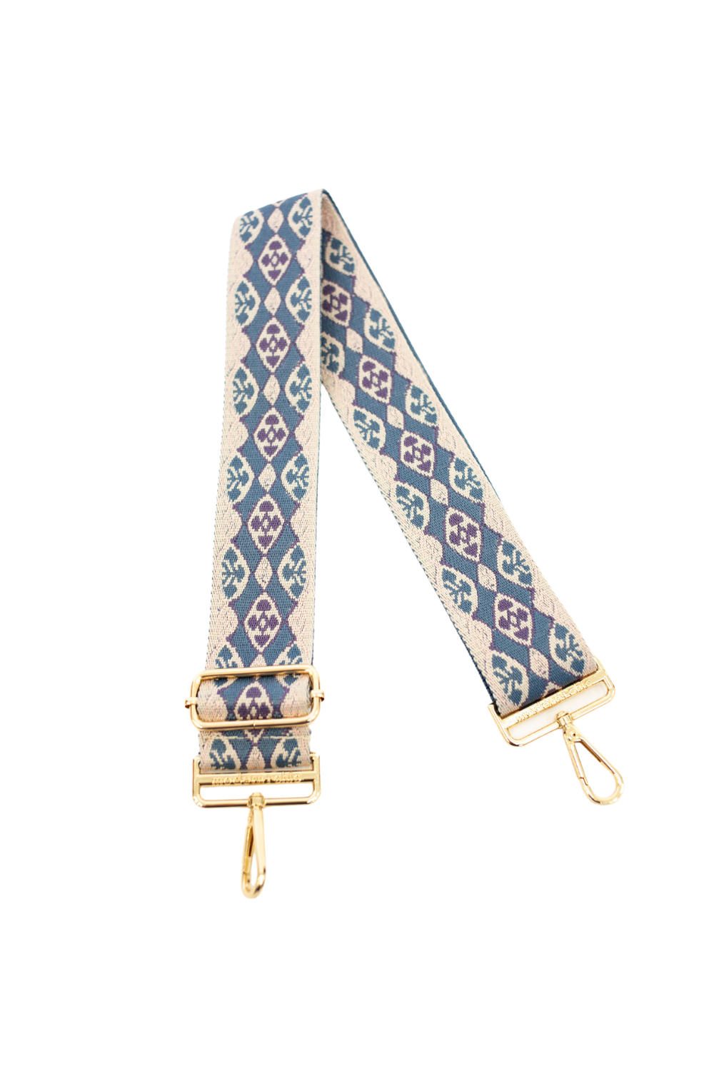 Eleanor Woven Adjustable Guitar Bag Strap: Beige + baby pink + steel blue + dusty purple