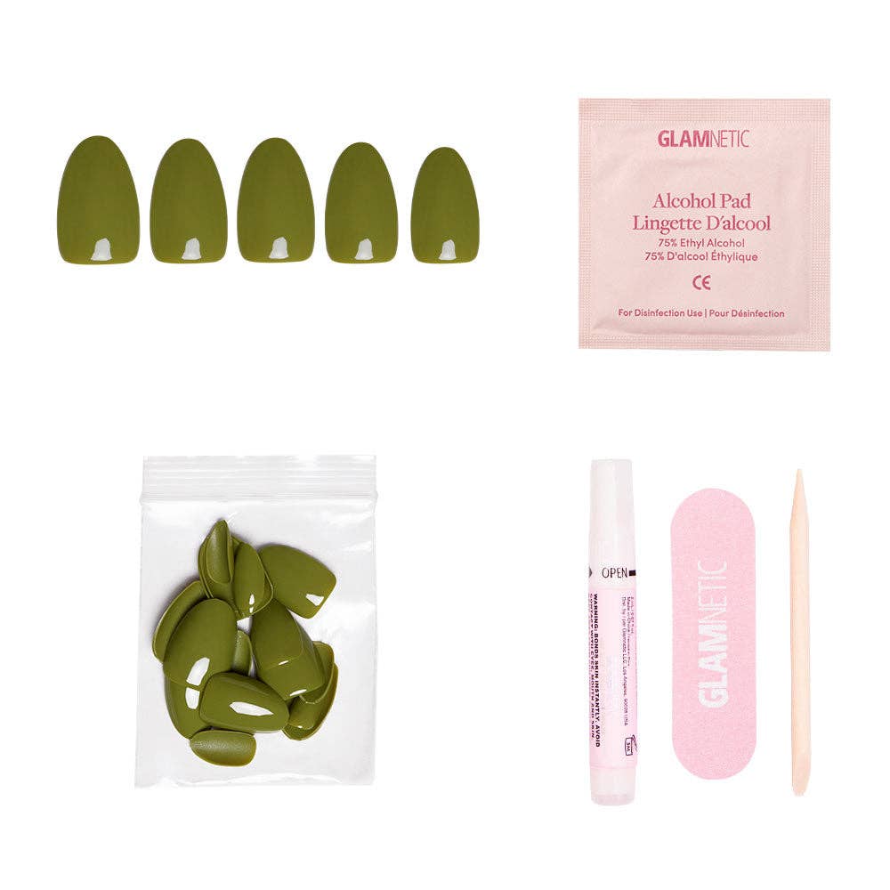 Moss Green Press-On Nails | Fall Solids | Short Oval