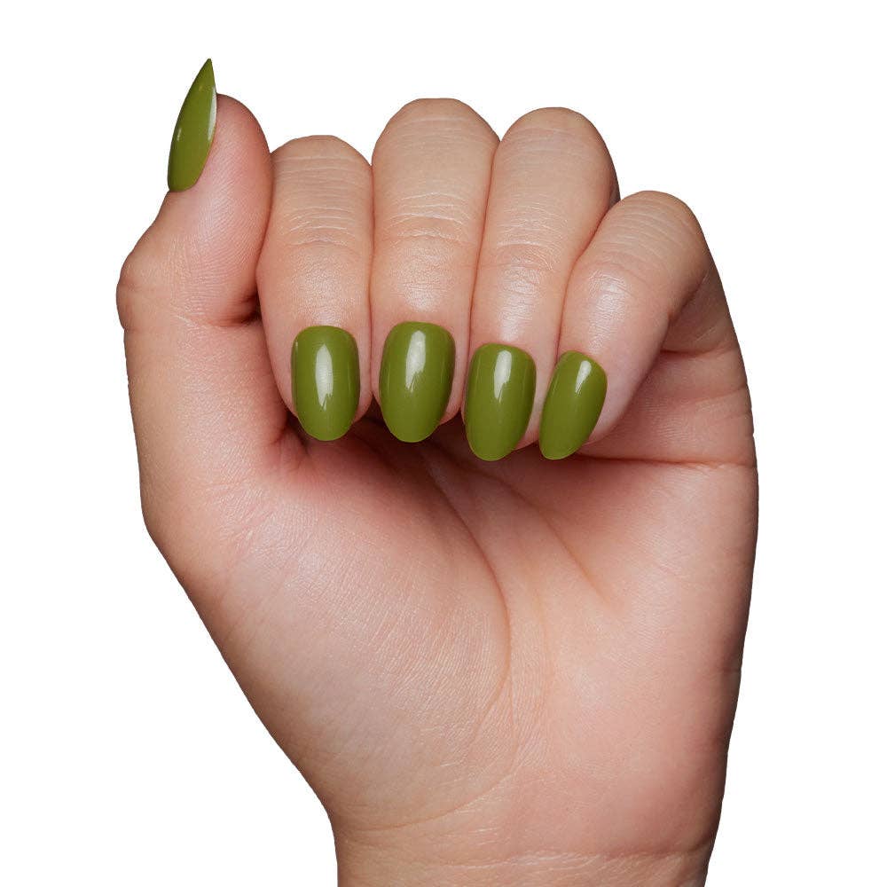 Moss Green Press-On Nails | Fall Solids | Short Oval