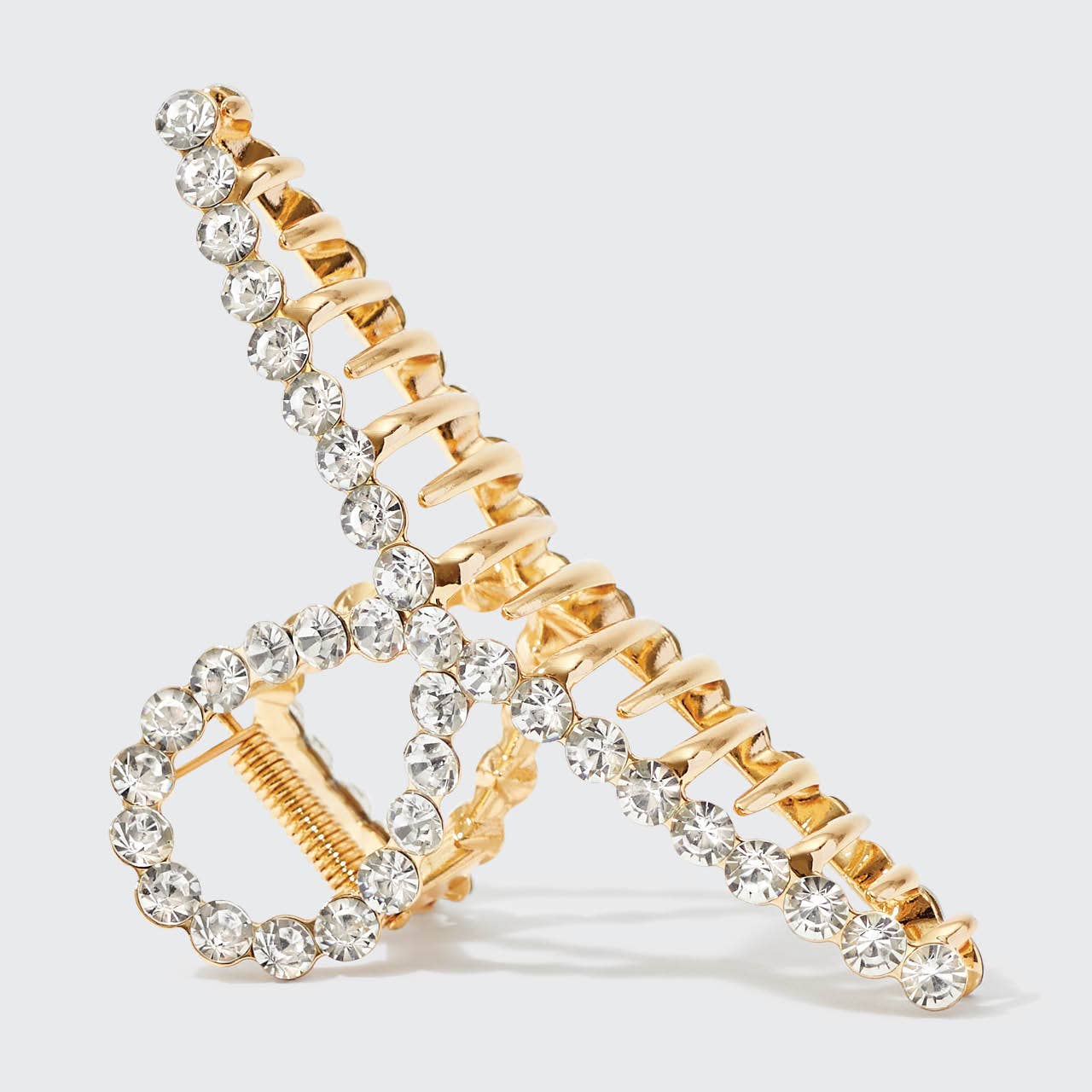 Metal Rhinestone Loop Claw Clip Gold