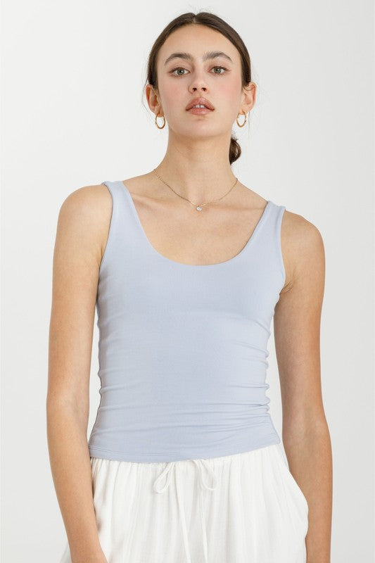 Dusty Blue Scoop Neck Tank
