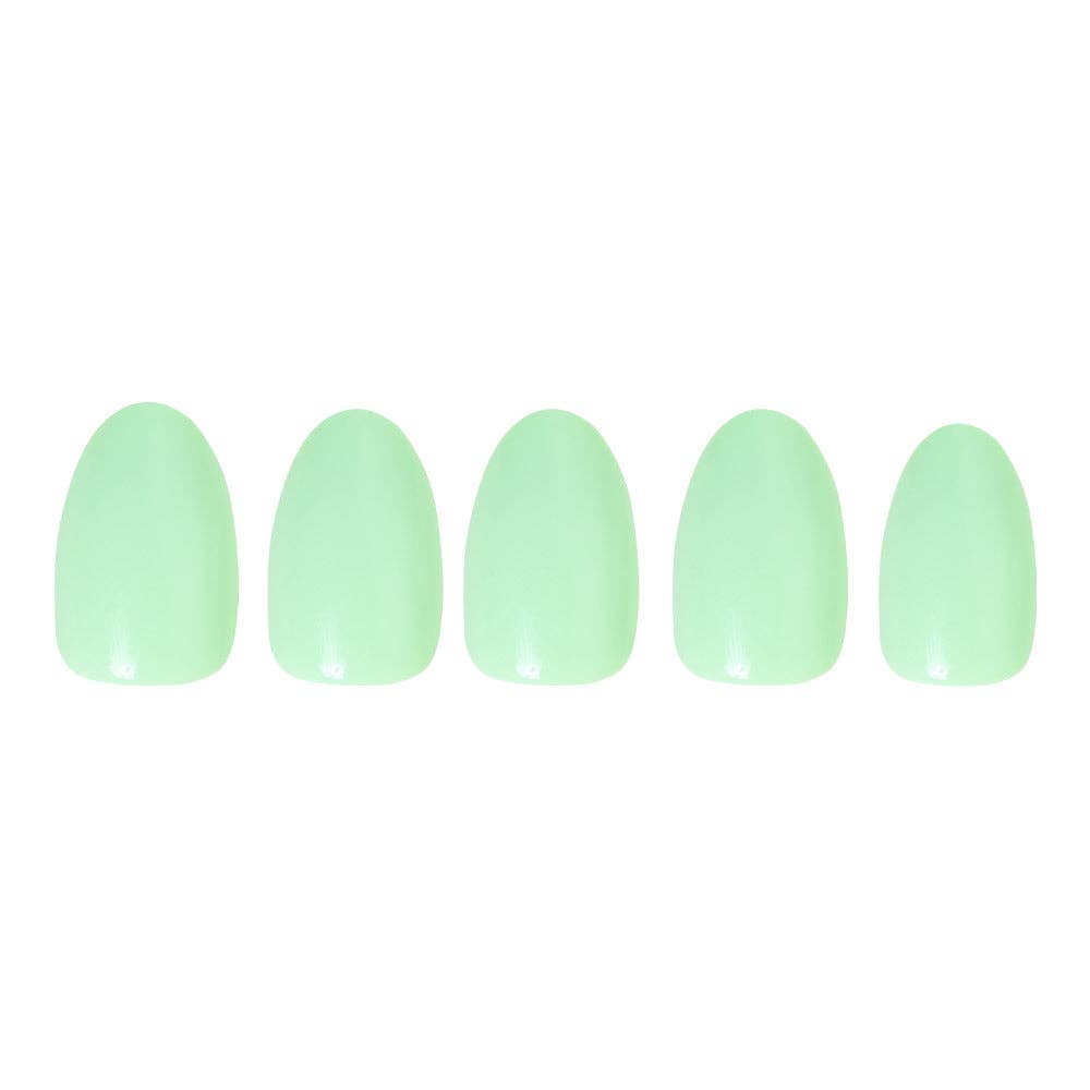 Mint Green Press-On Nails| Solid Short Oval | UV Finish