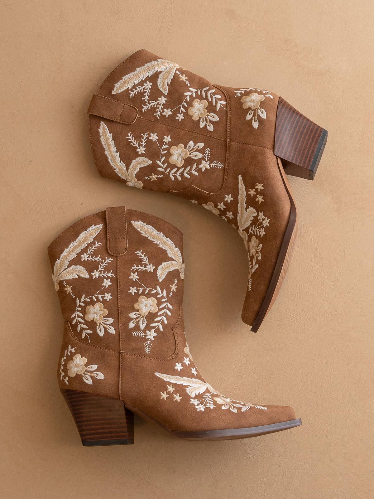 The Bailey | Cocoa Embroidered Cowboy Bootie