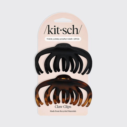 Recycled Plastic Octopus Claw Clips 2pc - Black & Tort