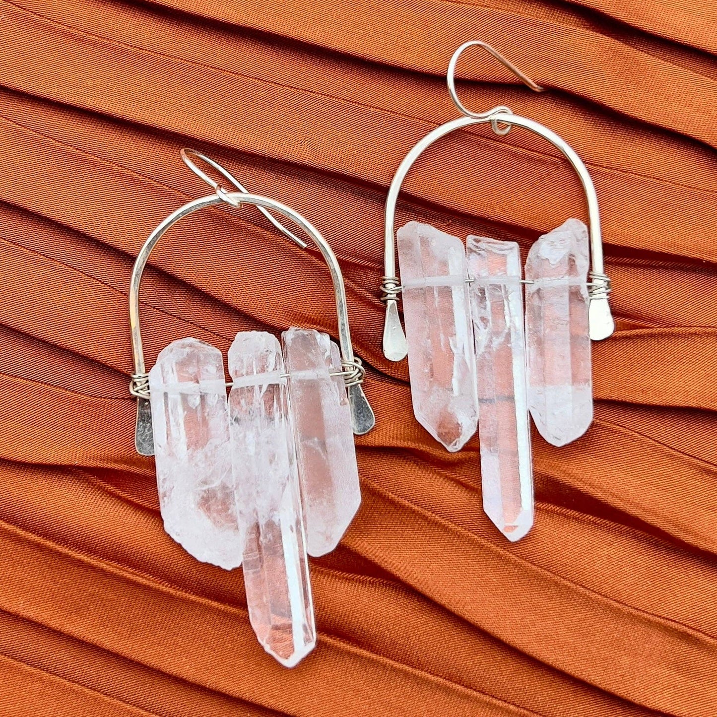 Handmade Fallen Crystal Earrings: Silver Finish