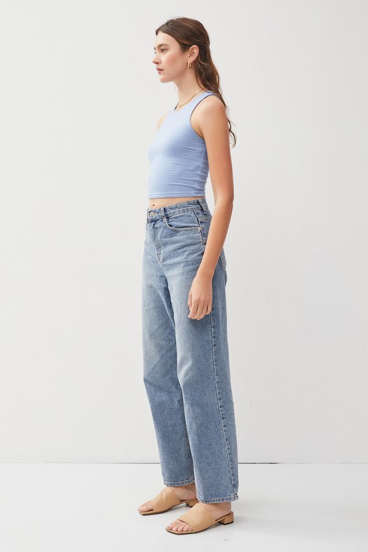 Sky Blue High Neck Cropped Tank