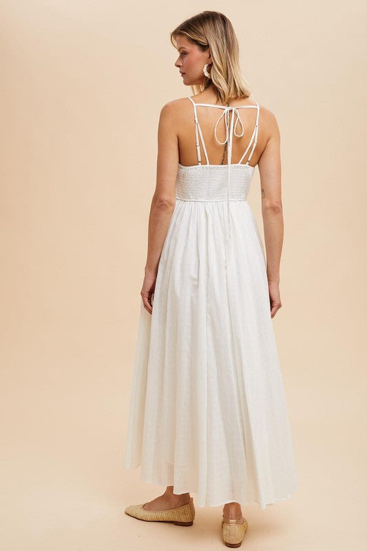 Embroidered White Boho Dress