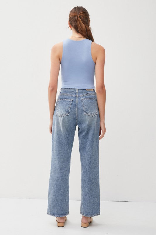 Sky Blue High Neck Cropped Tank