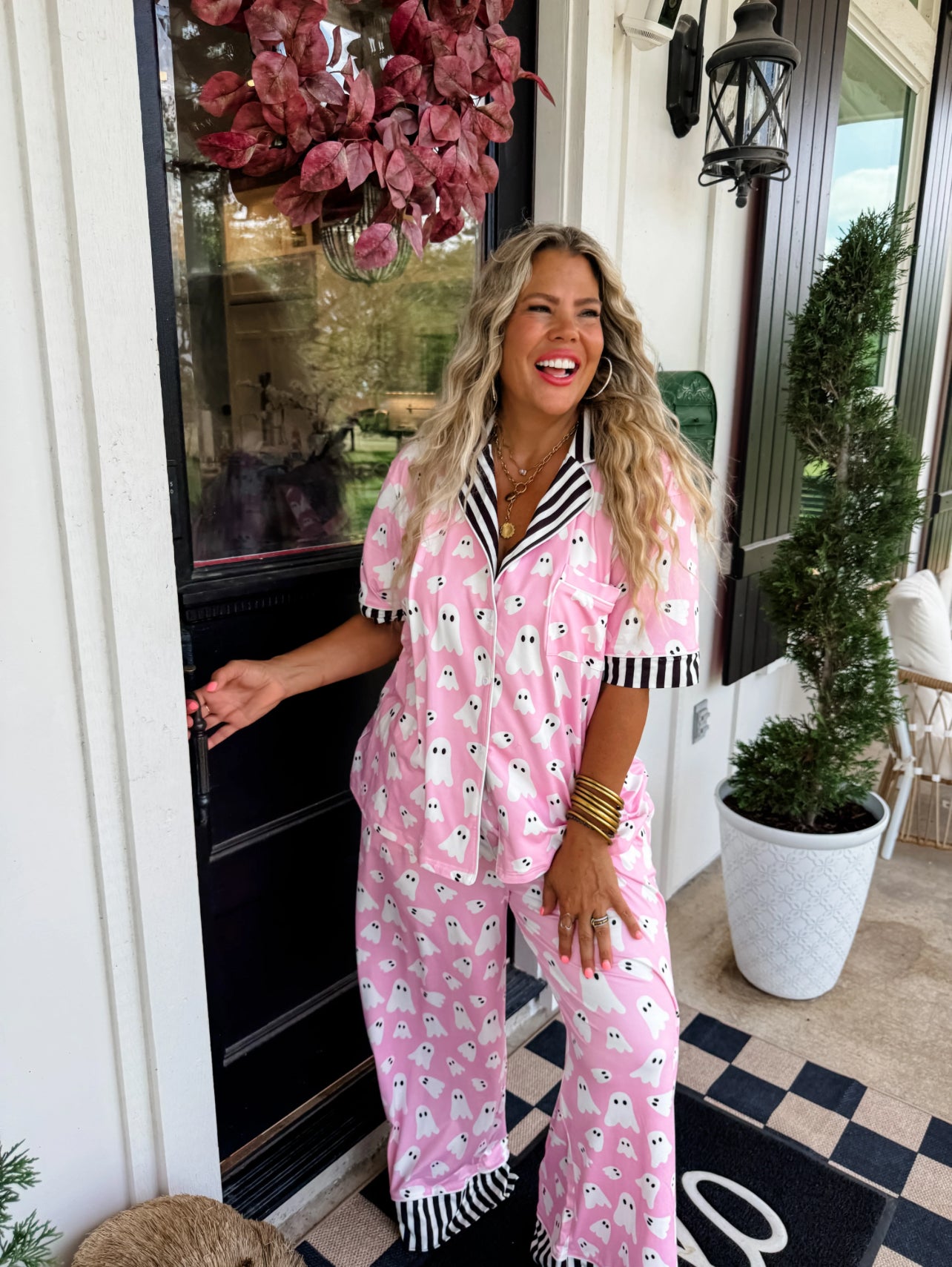 ๐ Luxe Ghost PJ Set โ Pink & Spooky Cute ๐ป (Pre-Order)