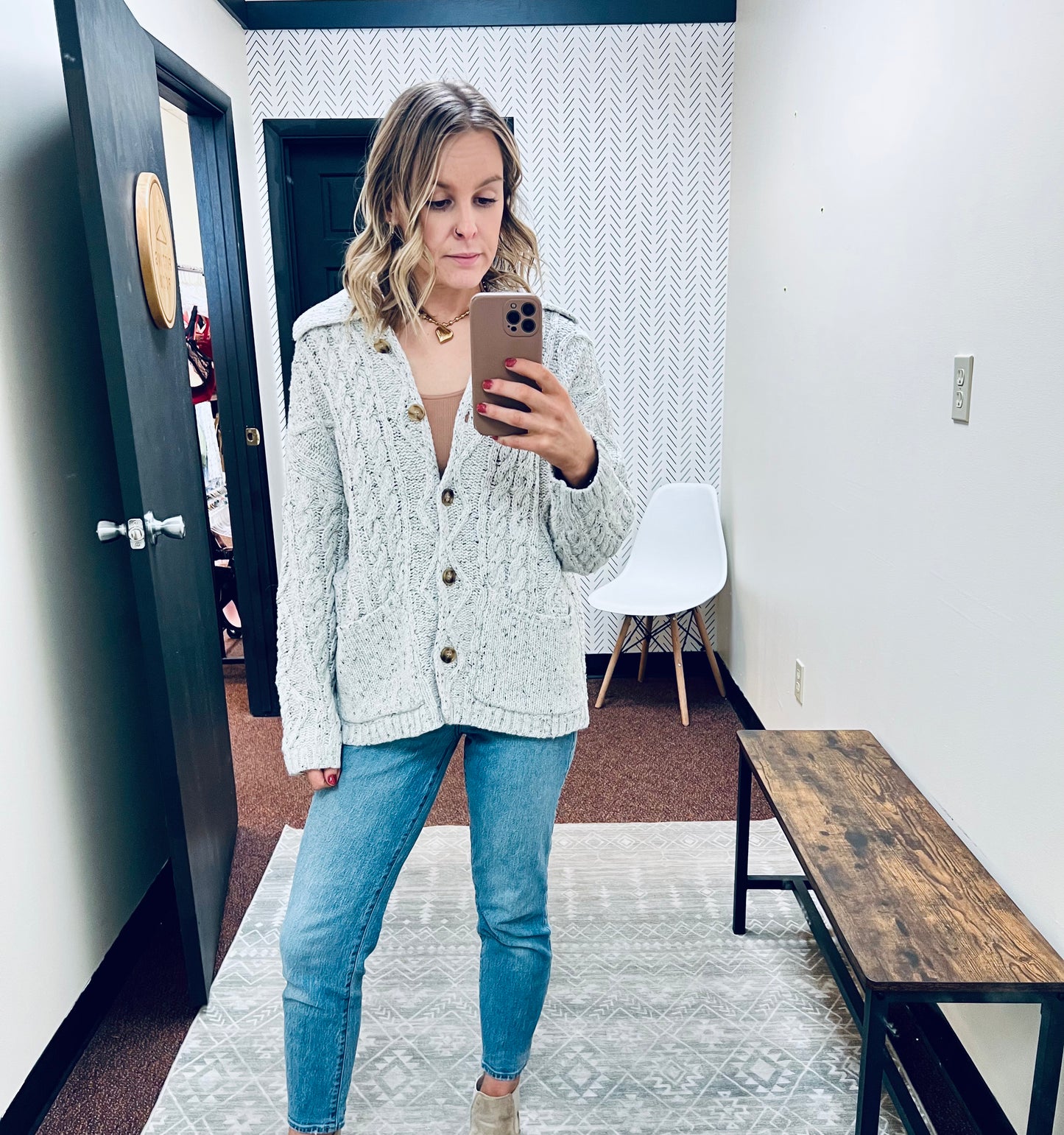 Heather Grey Oversized Button Up Cardigan