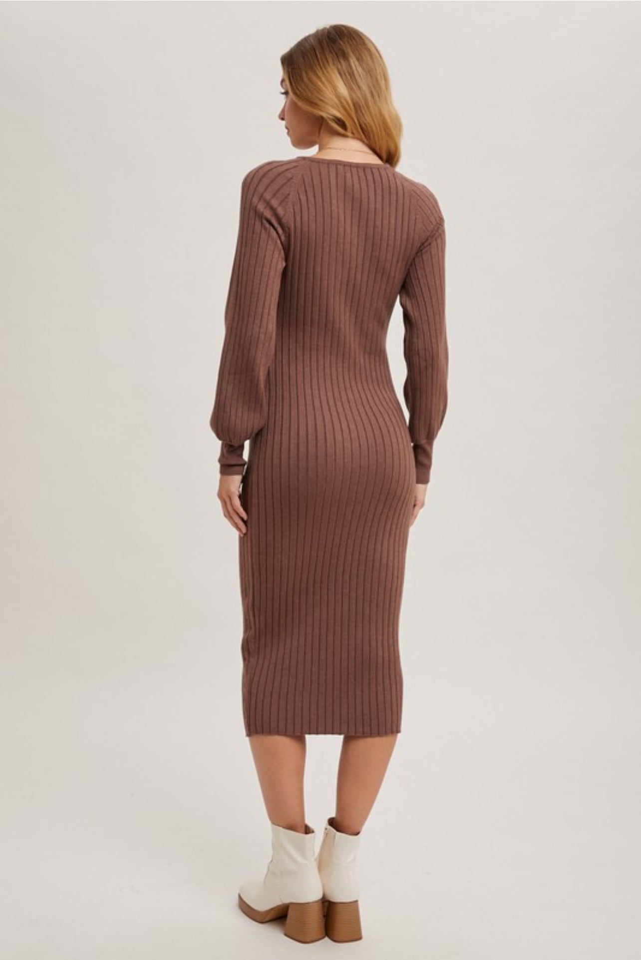 Mocha Ribbed Sweater Dress