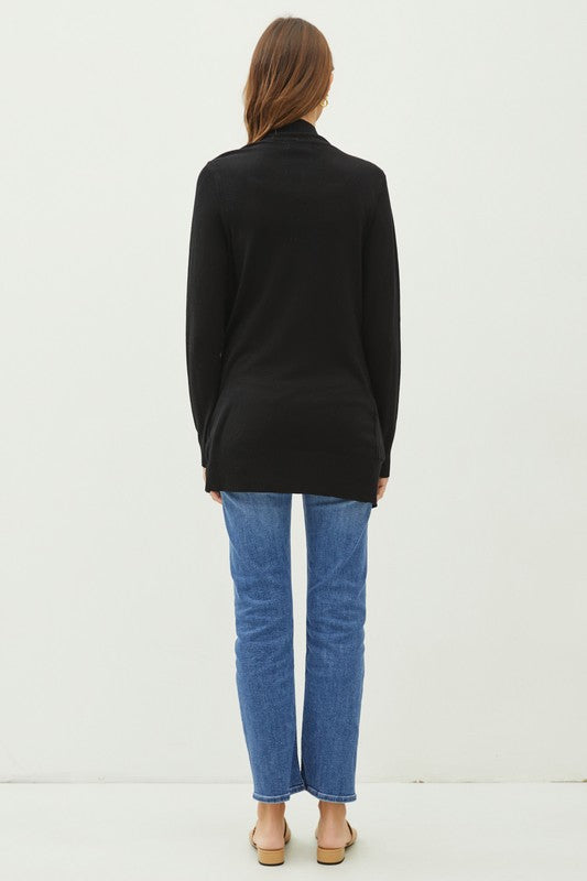 Everyday Knit Open Front Cardigan – Black