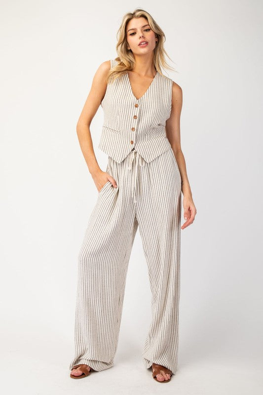 Pinstriped Button Down Vest
