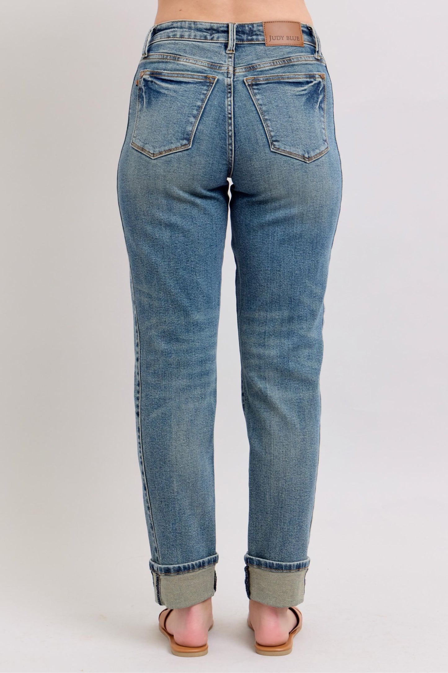 Judy Blue Vintage Wash SS Panel & Cuff Boyfriend Jeans
