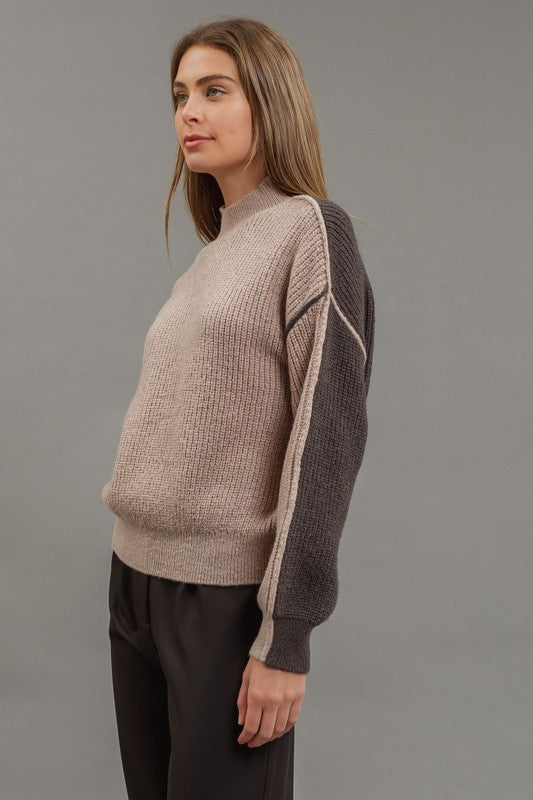 Color Block Mocha Sweater