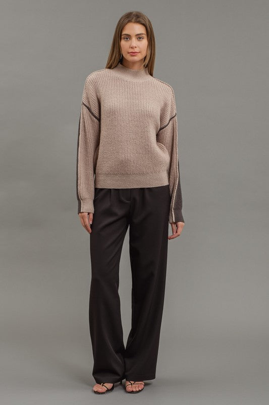 Color Block Mocha Sweater