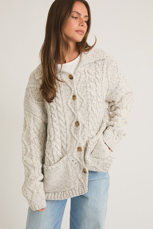 Heather Grey Oversized Button Up Cardigan