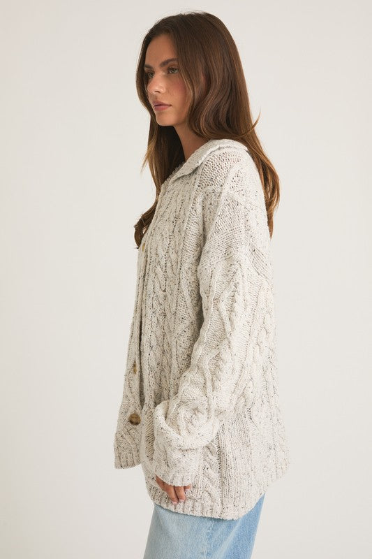 Heather Grey Oversized Button Up Cardigan