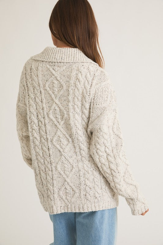Heather Grey Oversized Button Up Cardigan