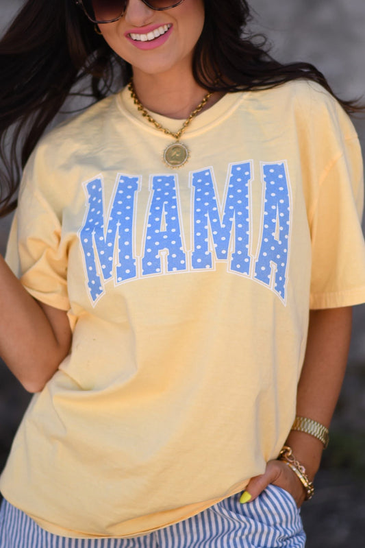 Butter Yellow Polka Dot Mama Graphic Tee