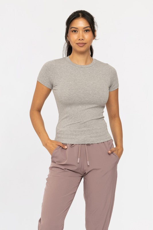 Heather Grey Micro Ribbed Top