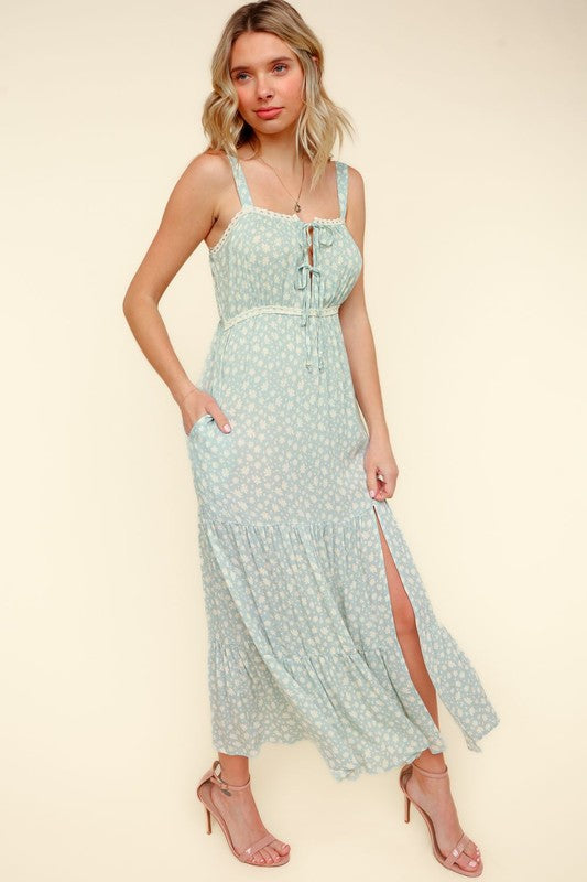 Light Blue Floral Maxi Dress