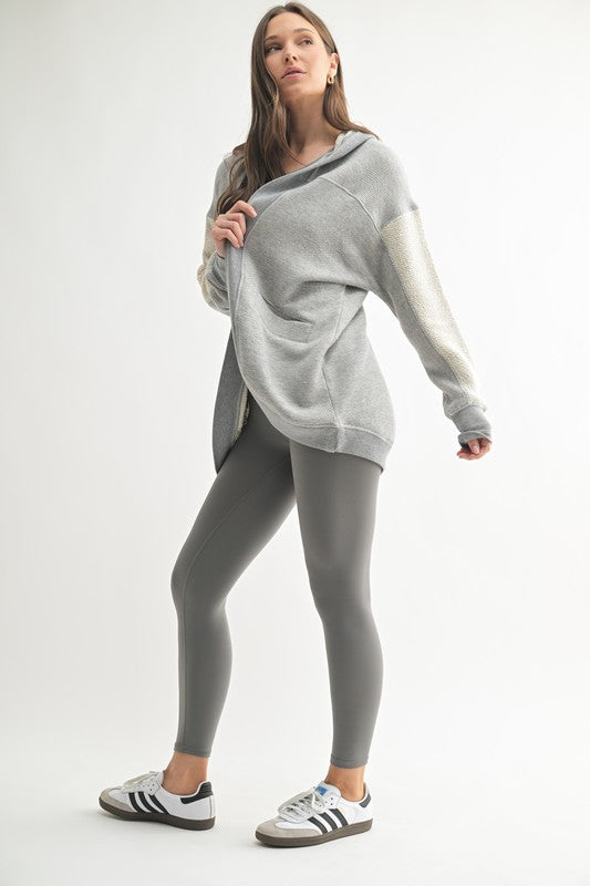 Heather Grey Hooded Cardigan