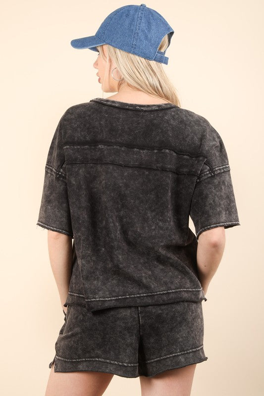 Black Mineral Washed Comfy Knit Set
