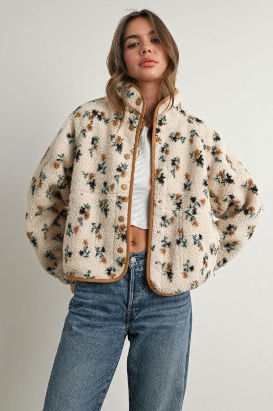 Floral Sherpa Snap Jacket