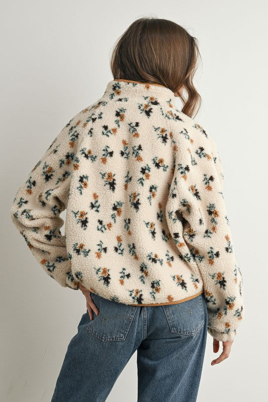 Floral Sherpa Snap Jacket