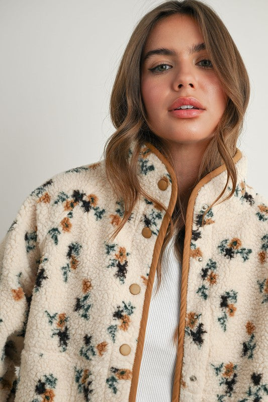 Floral Sherpa Snap Jacket