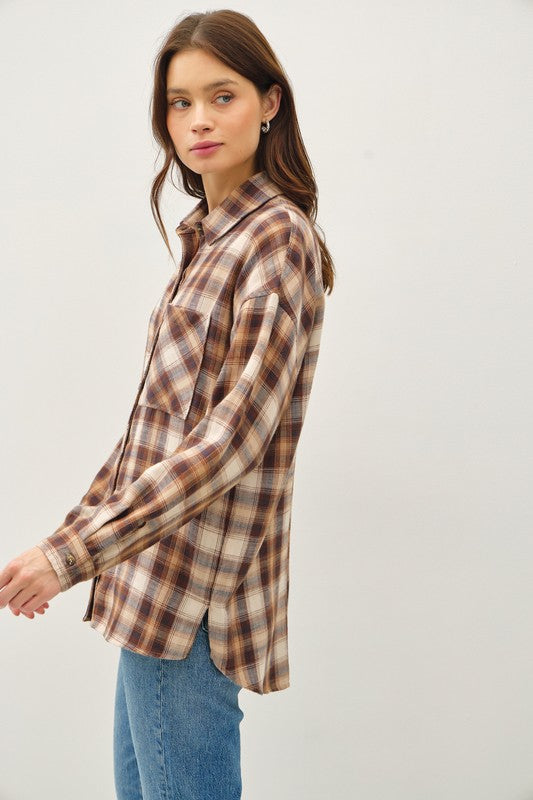Caramel Plaid Button Down