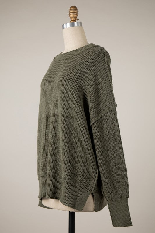 Sage Oversized Ribbed Sweater